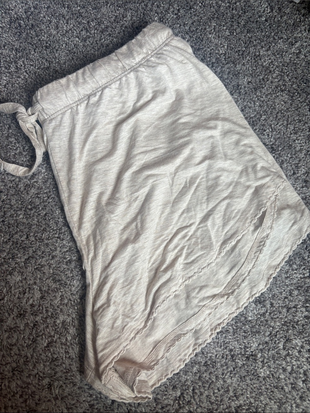 Tan Women's Sleep Shorts with Lace Trim
